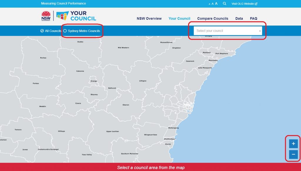 Map of NSW for FAQs